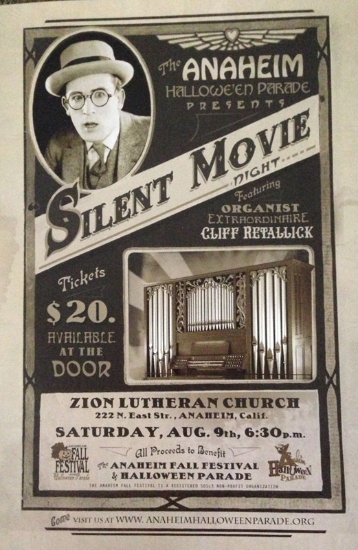 Cliff Retallick will be doing a rare organ accompaniment to some classic comedy shorts